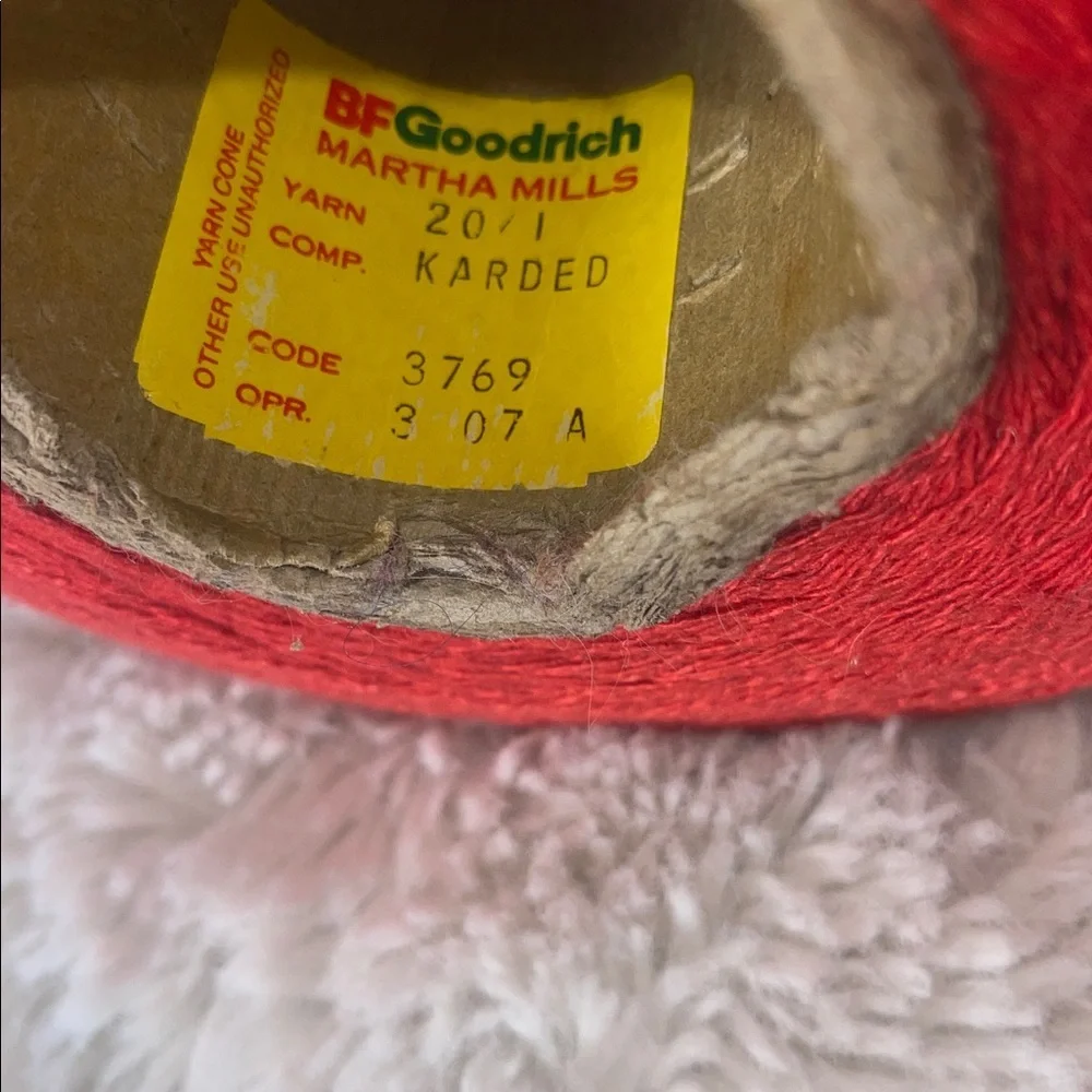 Vintage 100% cotton Vibrant Red Yarn Spool for crafting